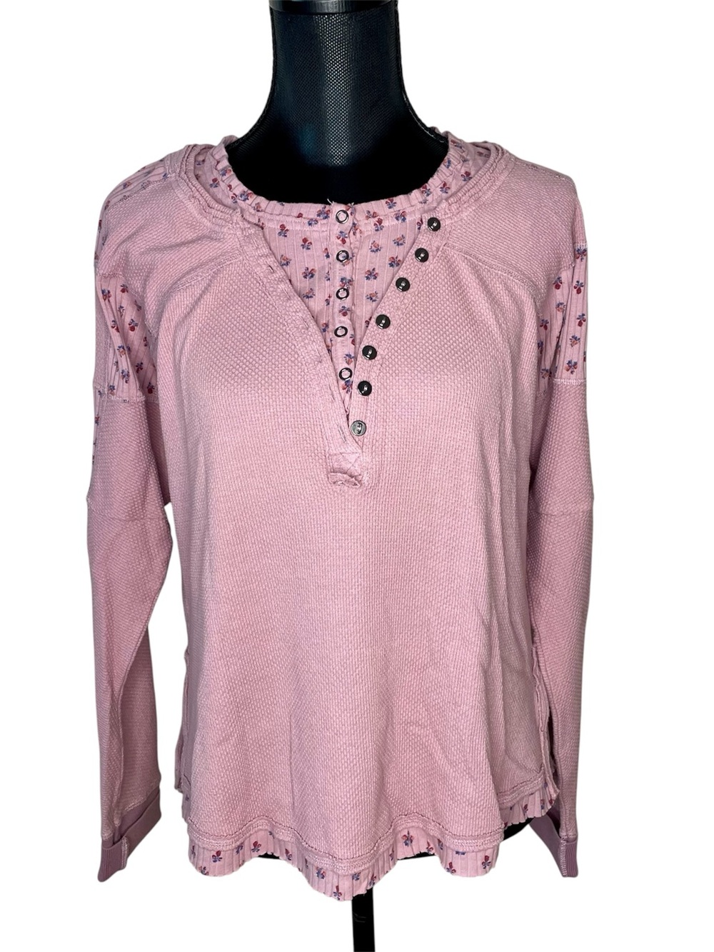 Free People Heart to Heart Henley Long Sleeve Daytime Fireworks Purple Medium
